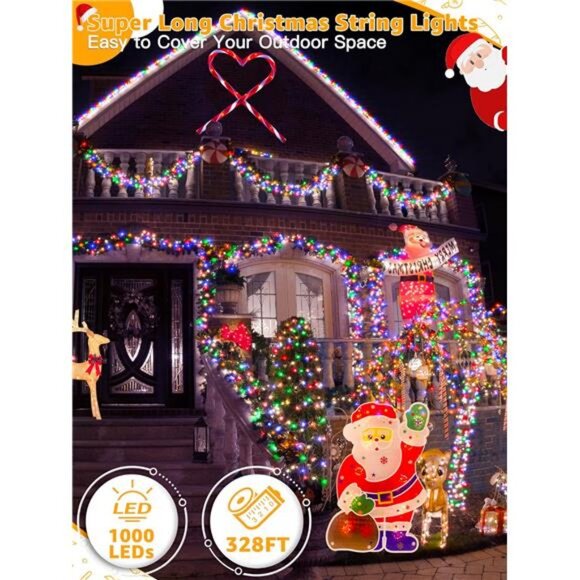 328 FT 1000 LED Christmas Lights, Waterproof Outdoor String...